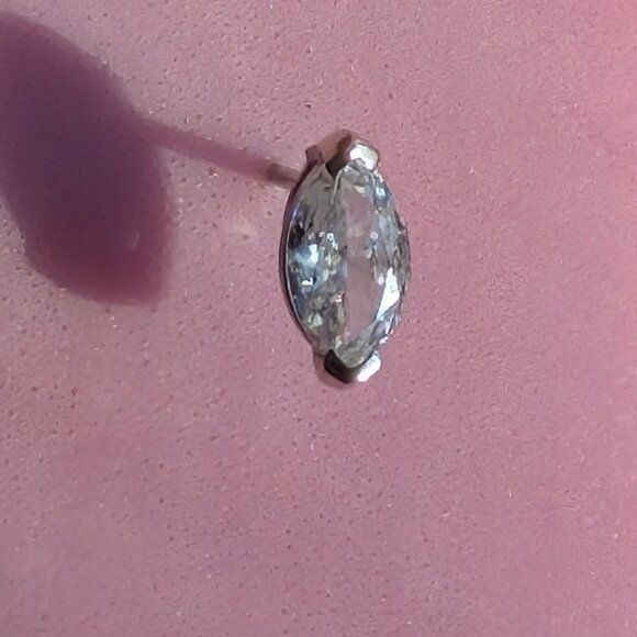 Single Approx 1/2 Carat Marquise Diamond Earring Stud set in 14K White Gold - Picture 4 of 5